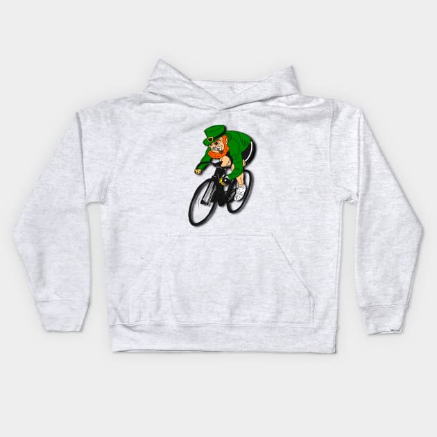 St Patricks Day with a Fixie Leprechaun Kids Hoodie by p3p3ncil